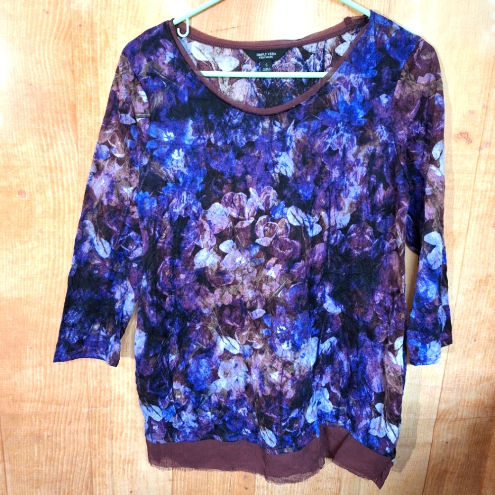 Simply Vera Vera Wang Blue and Purple Relaxed Blouse